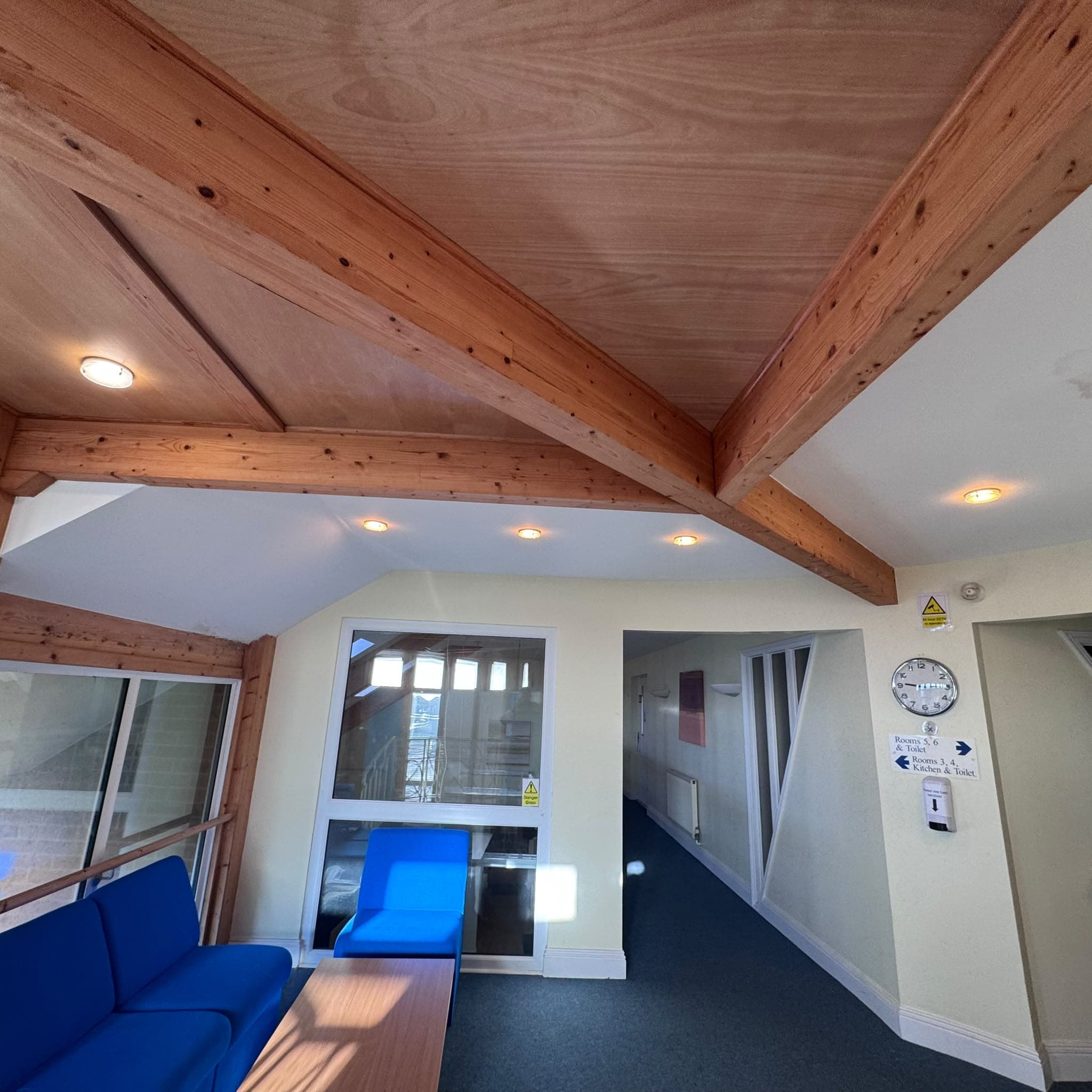 Evans All Electrical timber beam room recessed ceiling lights